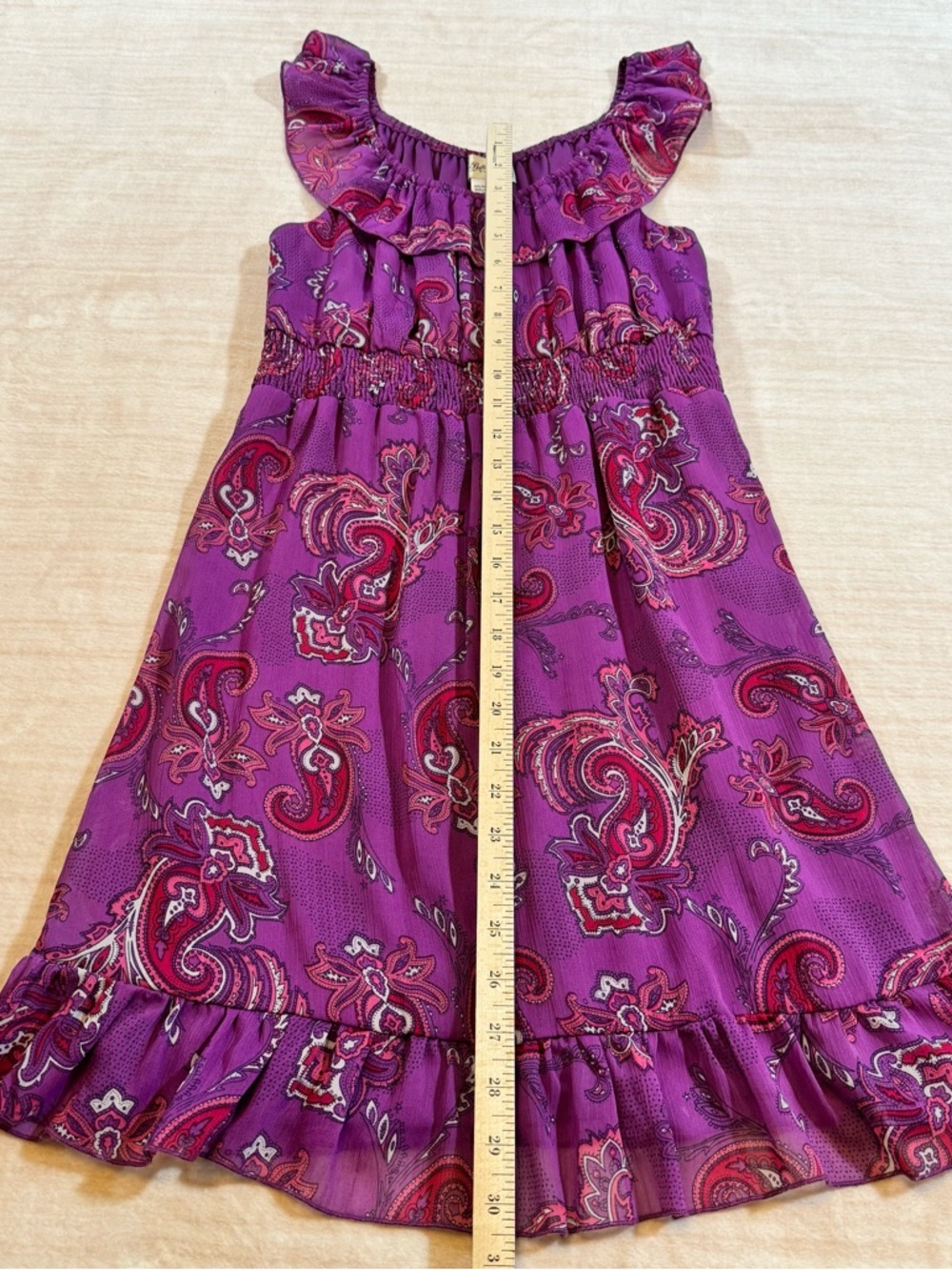 Purple Paisley Ruffle Mini Dress - Women's - Picture 7 of 11